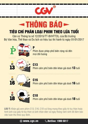 Thông Báo Tiêu Chí Phân Loại Độ Tuổi Xem Phim Tại Hệ Thống Rạp CGV